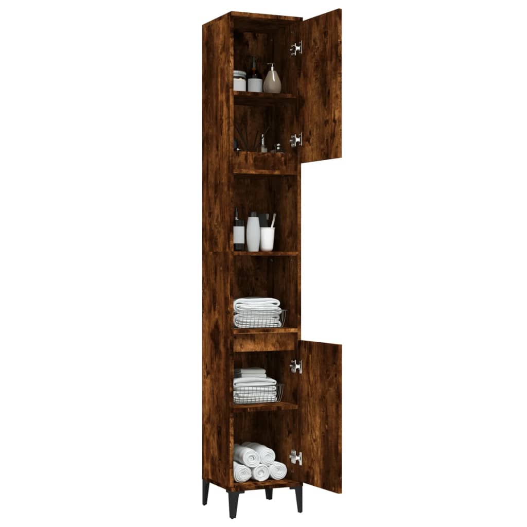 8720845738273_g_en_hd_2 vidaXL Bathroom Cabinet Smoked Oak 30x30x190 cm Engineered Wood - Image 4