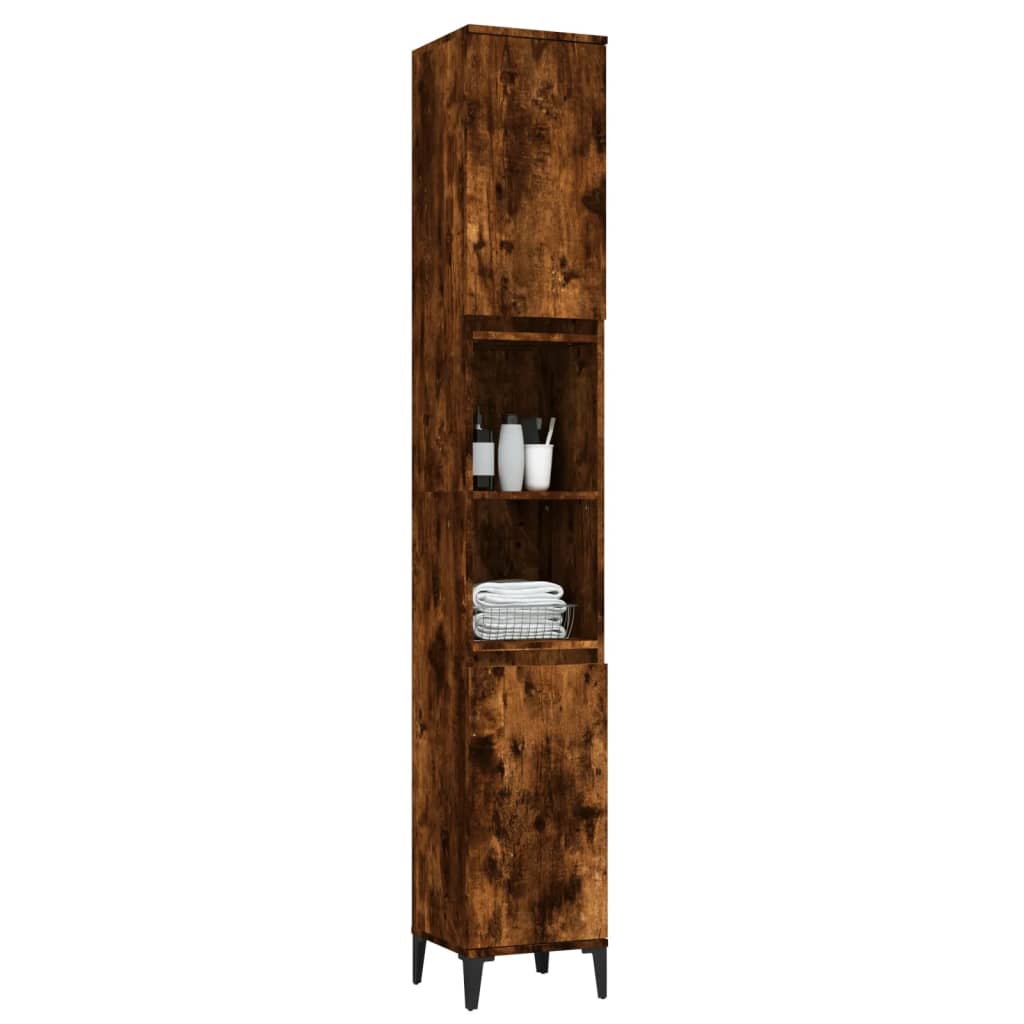 8720845738273_g_en_hd_3 vidaXL Bathroom Cabinet Smoked Oak 30x30x190 cm Engineered Wood - Image 5