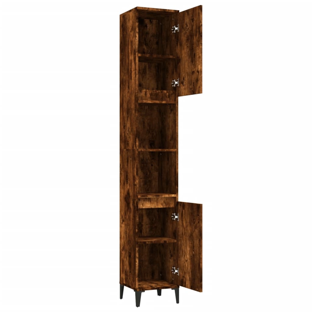 8720845738273_g_en_hd_4 vidaXL Bathroom Cabinet Smoked Oak 30x30x190 cm Engineered Wood - Image 6