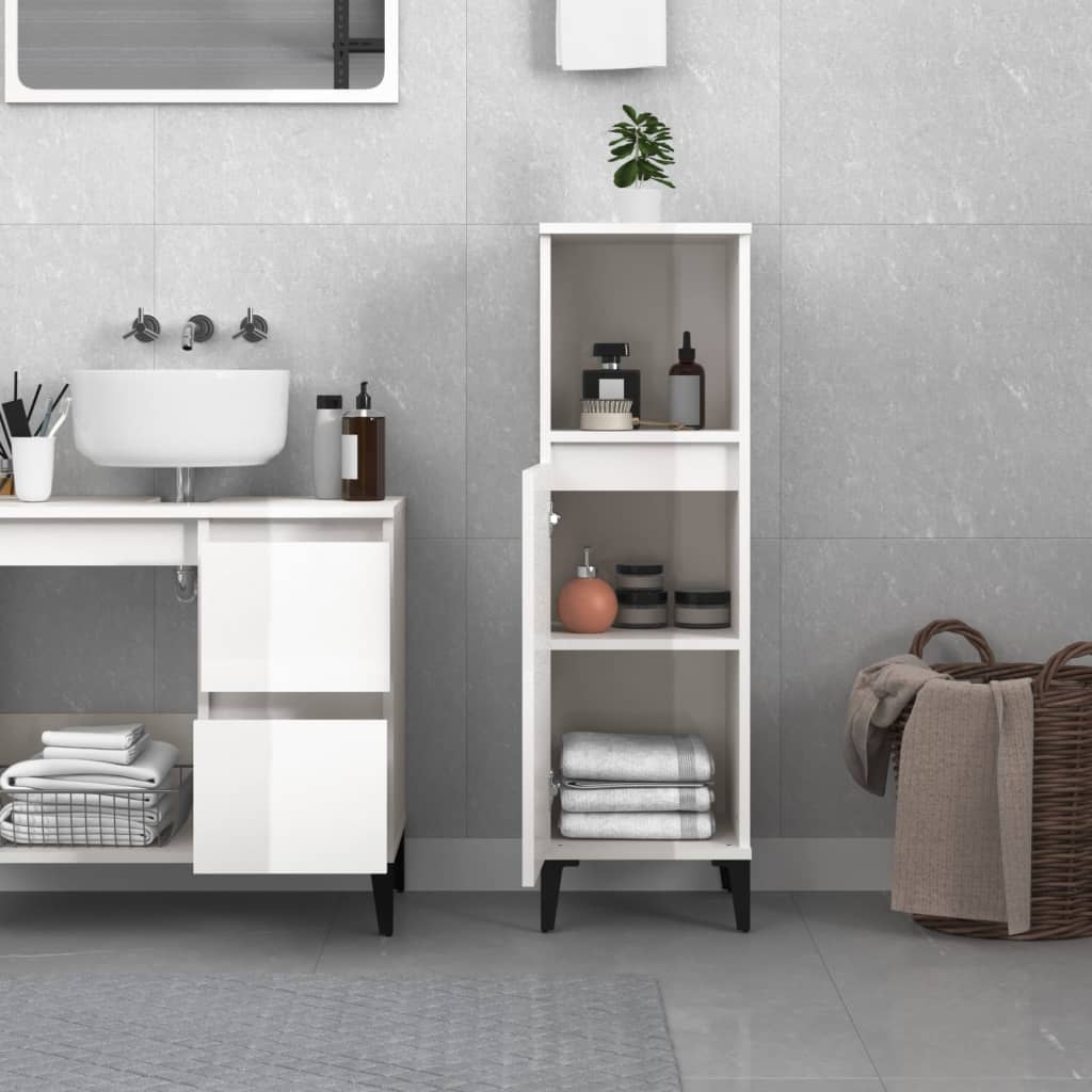 8720845738402_g_en_hd_1 vidaXL Bathroom Cabinet High Gloss White 30x30x100 cm Engineered Wood - Image 3