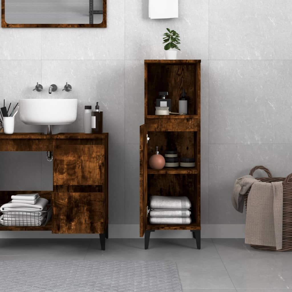 8720845738433_g_en_hd_1 vidaXL Bathroom Cabinet Smoked Oak 30x30x100 cm Engineered Wood - Image 3