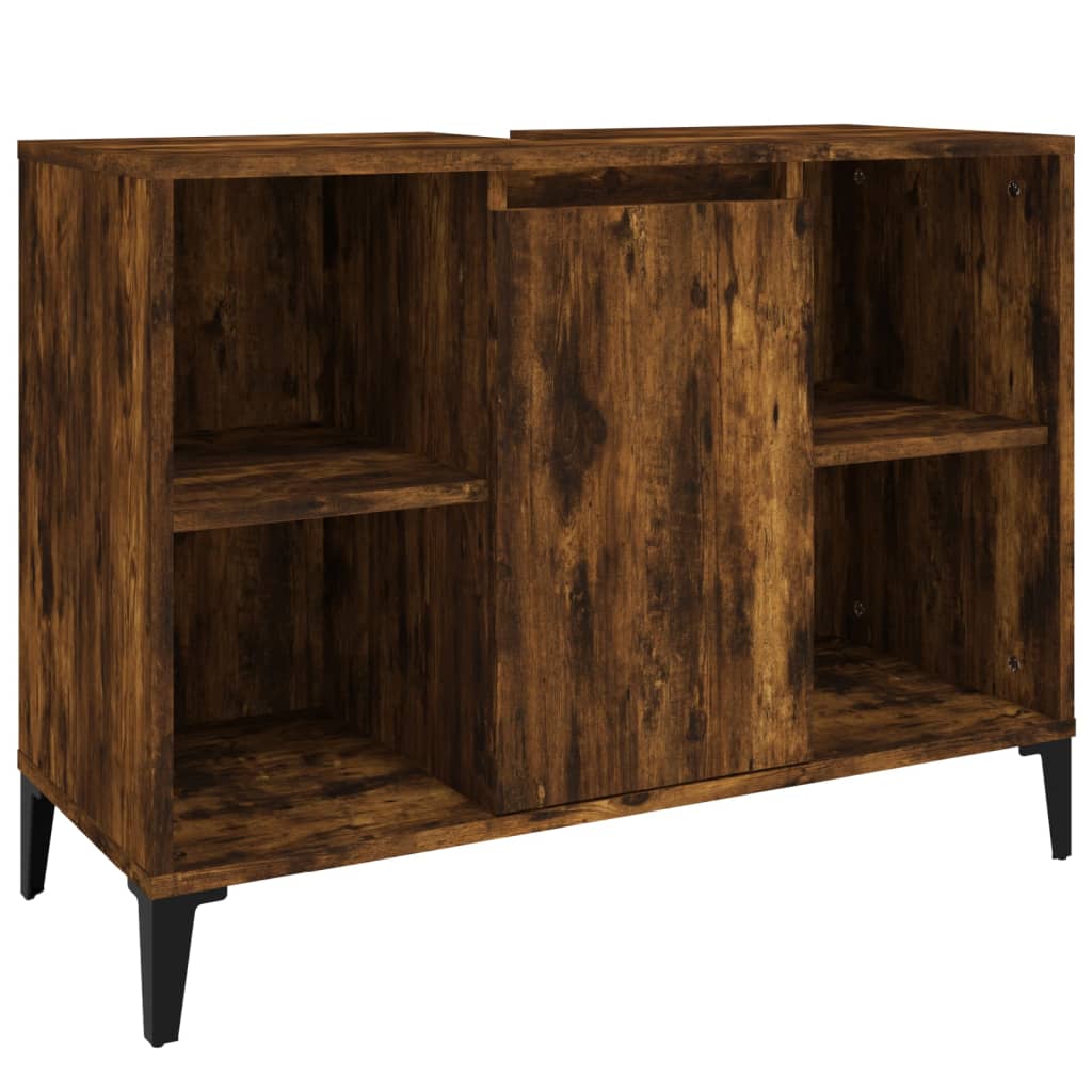 8720845739874_a_en_hd_1 vidaXL Sink Cabinet Smoked Oak 80x33x60 cm Engineered Wood - Image 2