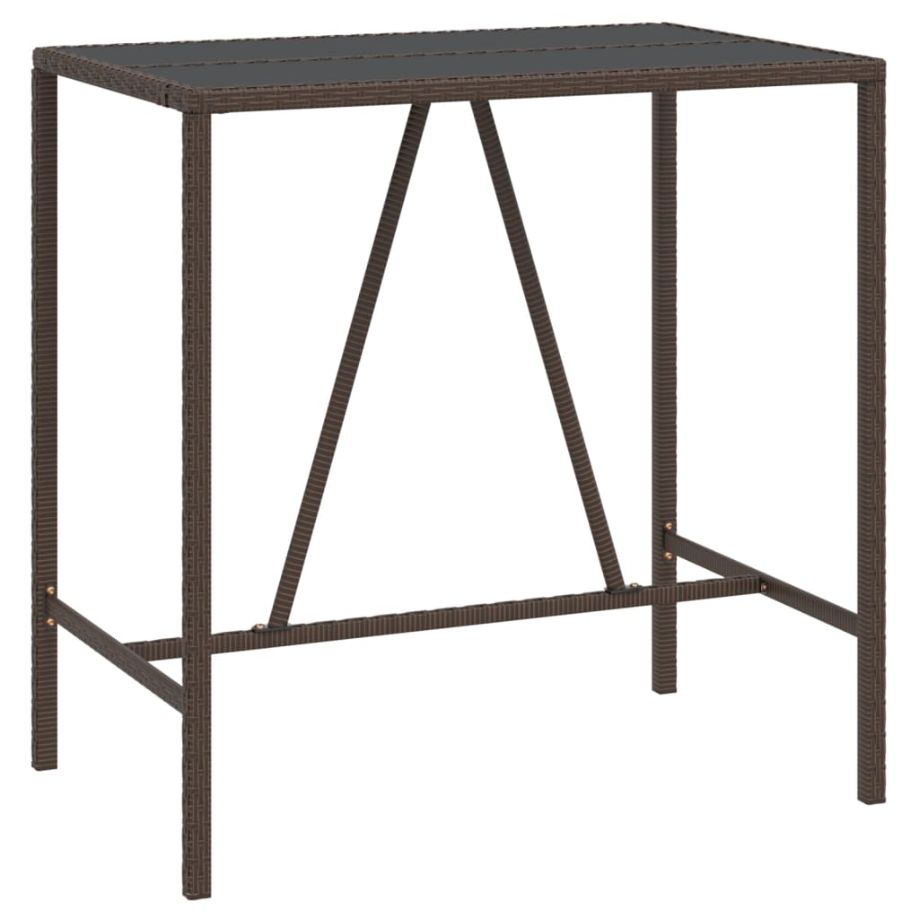 8720845739997_a_en_hd_1 vidaXL Bar Table with Glass Top Brown 110x70x110 cm Poly Rattan - Image 2