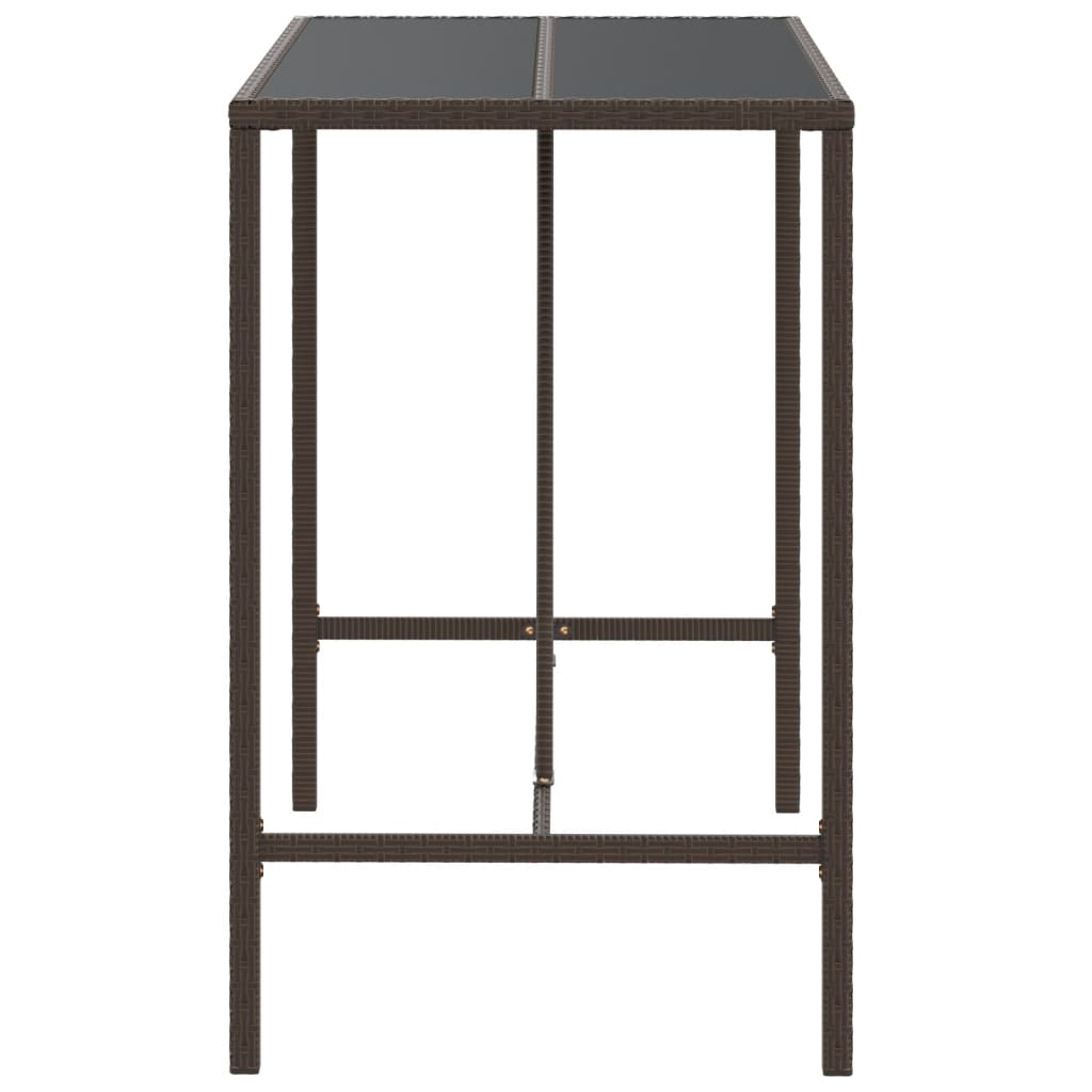 8720845739997_g_en_hd_2 vidaXL Bar Table with Glass Top Brown 110x70x110 cm Poly Rattan - Image 4