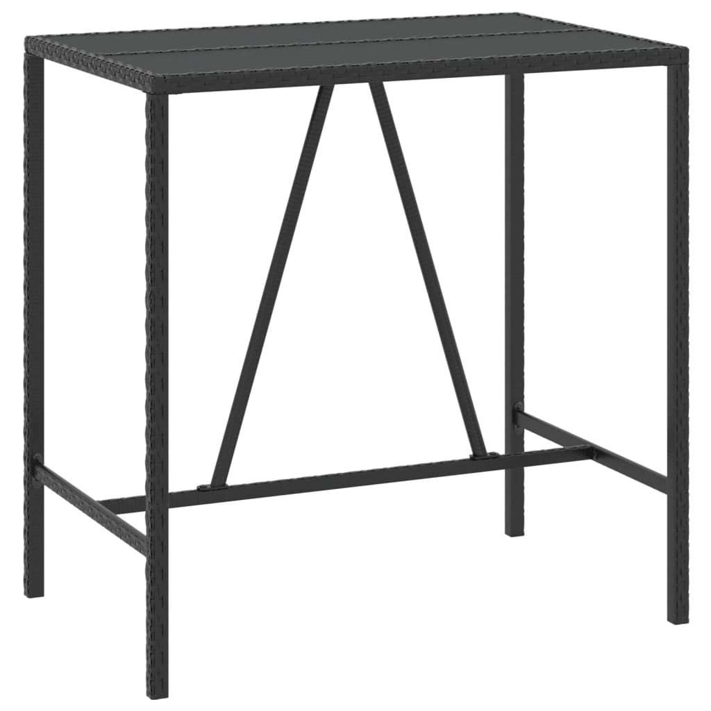 8720845740009_a_en_hd_1 vidaXL Bar Table with Glass Top Black 110x70x110 cm Poly Rattan - Image 2