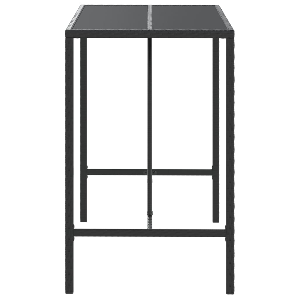 8720845740009_g_en_hd_2 vidaXL Bar Table with Glass Top Black 110x70x110 cm Poly Rattan - Image 4