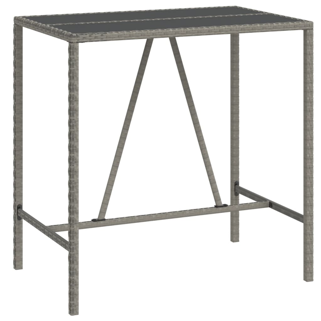 8720845740016_a_en_hd_1 vidaXL Bar Table with Glass Top Grey 110x70x110 cm Poly Rattan - Image 2