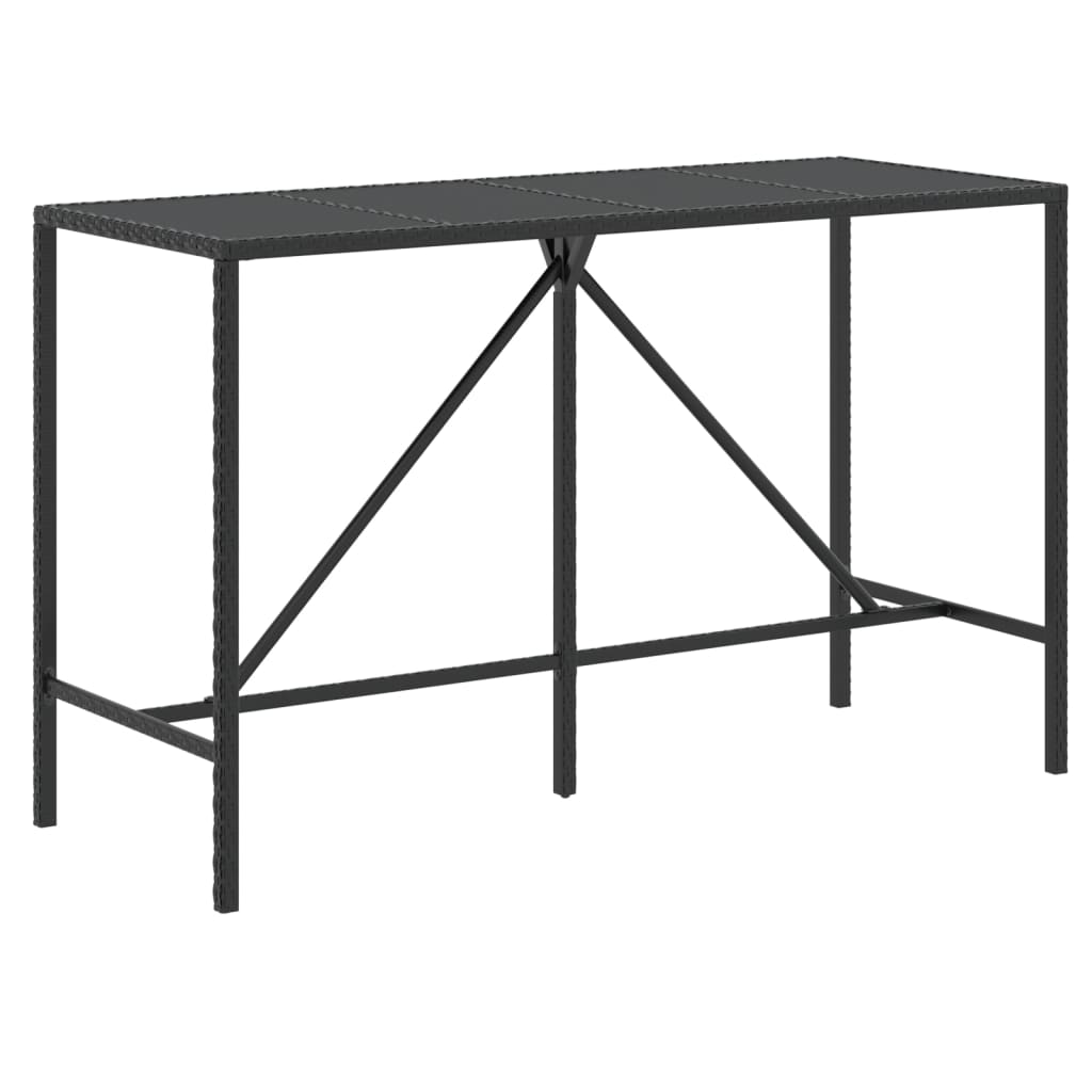 8720845740030_a_en_hd_1 vidaXL Bar Table with Glass Top Black 180x70x110 cm Poly Rattan - Image 2