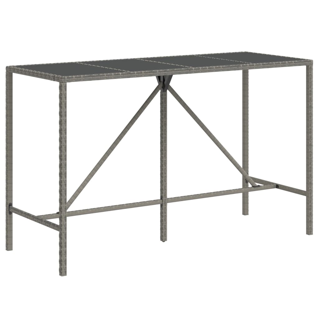 8720845740047_a_en_hd_1 vidaXL Bar Table with Glass Top Grey 180x70x110 cm Poly Rattan - Image 2