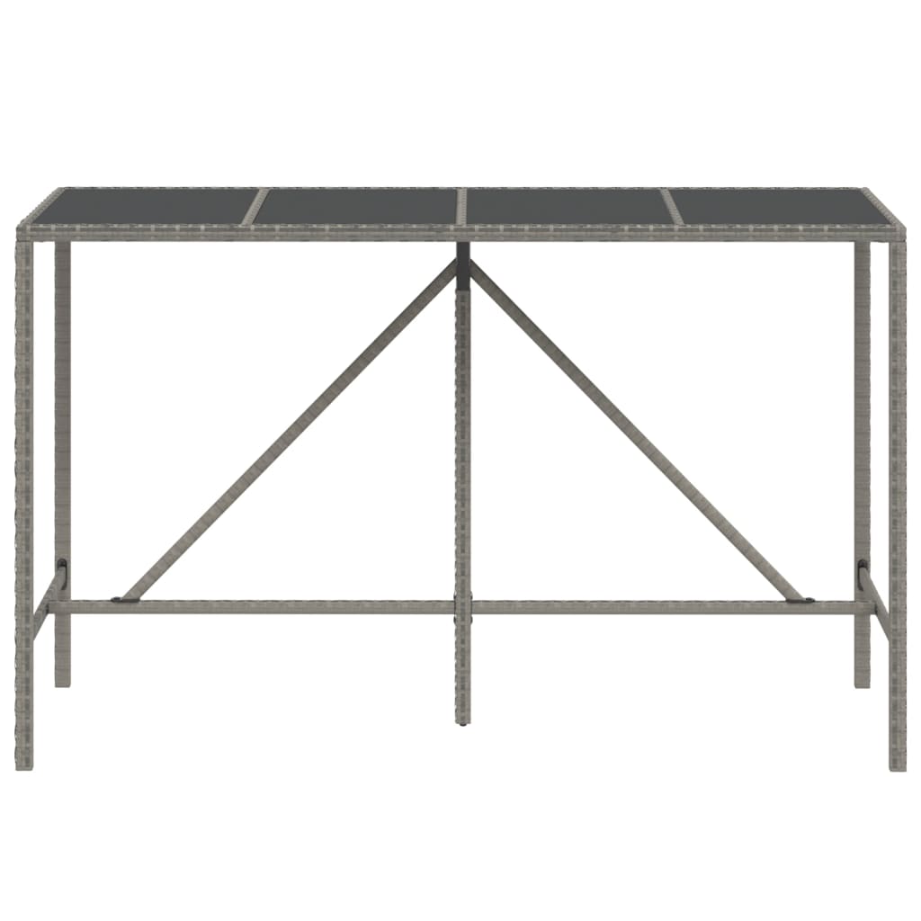 8720845740047_g_en_hd_1 vidaXL Bar Table with Glass Top Grey 180x70x110 cm Poly Rattan - Image 3