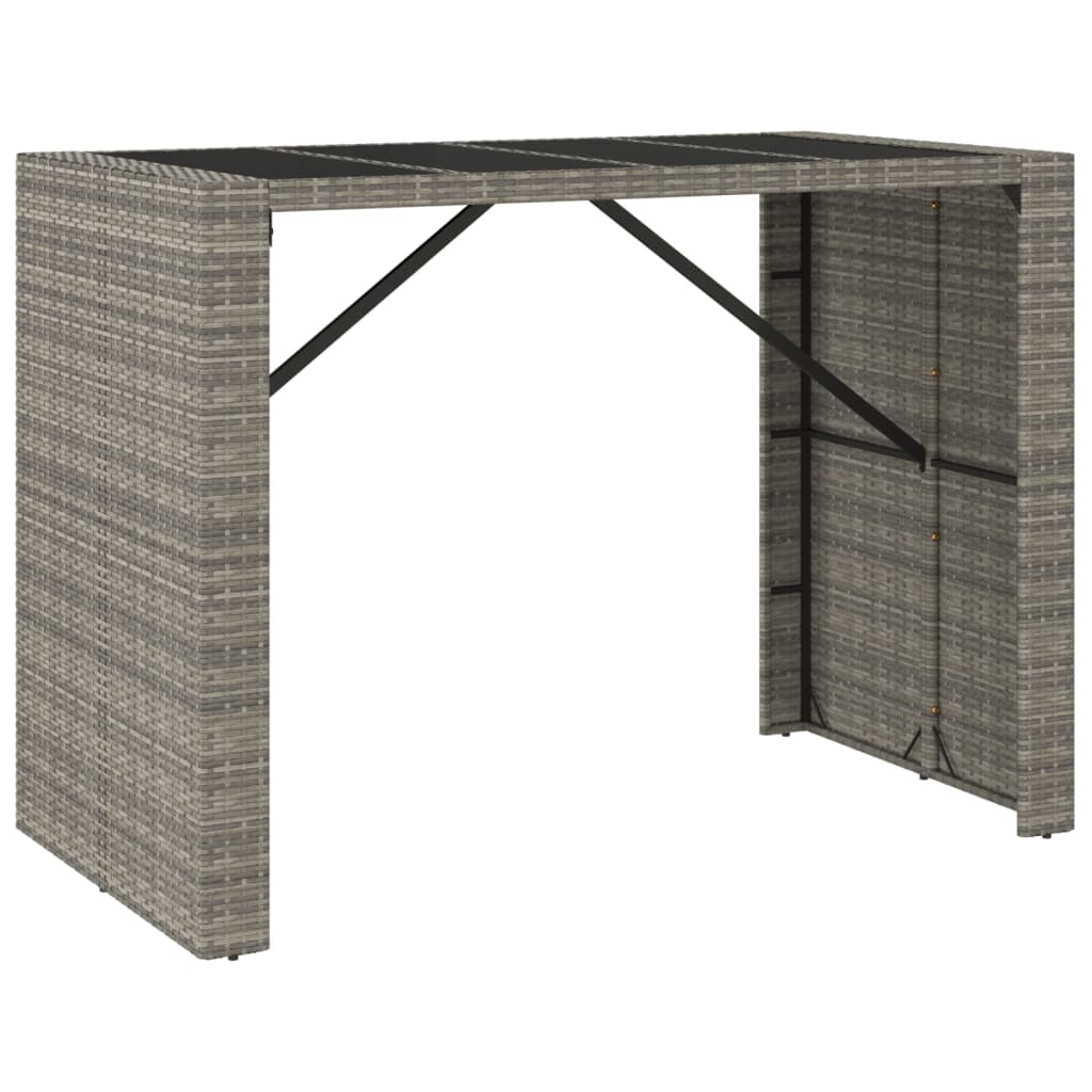 8720845740108_a_en_hd_1 vidaXL Bar Table with Glass Top Grey 145x80x110 cm Poly Rattan - Image 2
