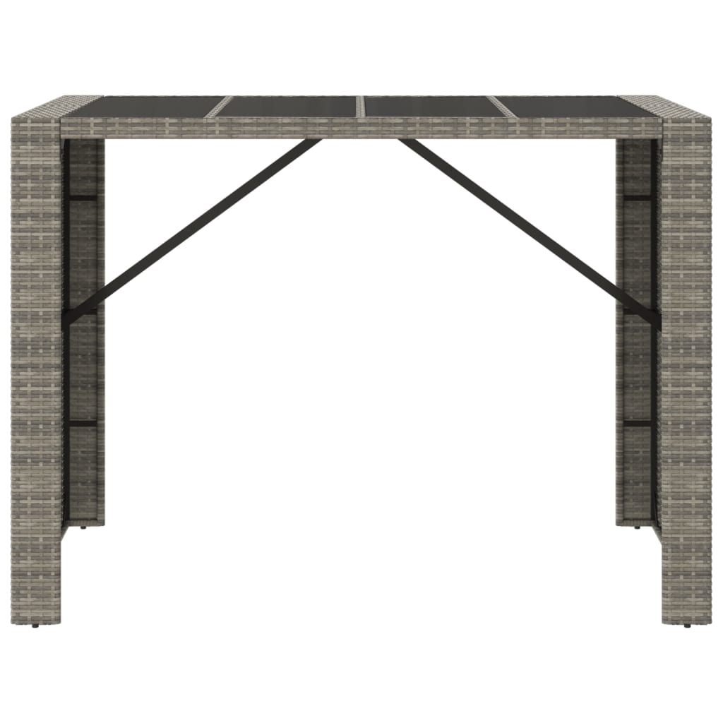 8720845740108_g_en_hd_1 vidaXL Bar Table with Glass Top Grey 145x80x110 cm Poly Rattan - Image 3