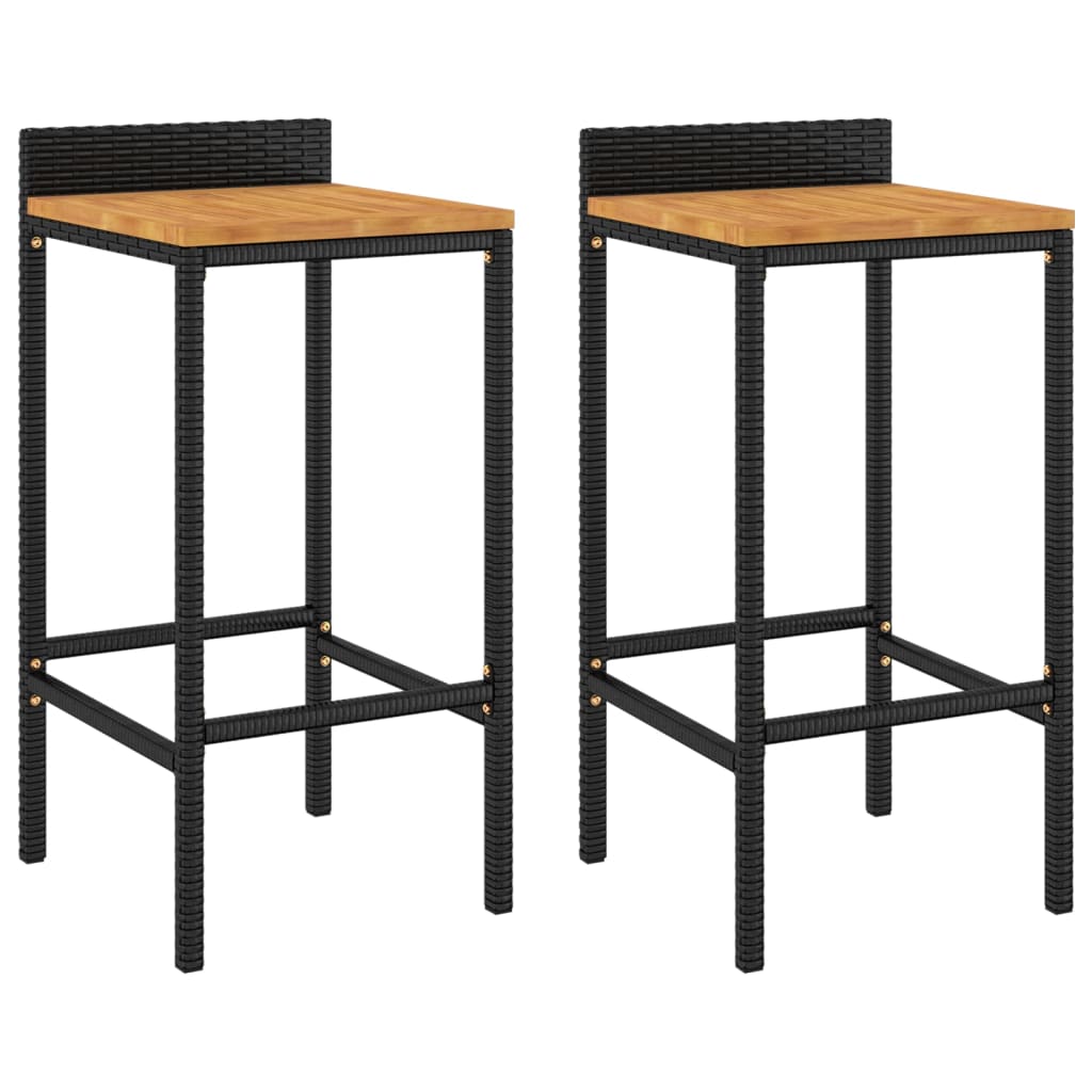 8720845740146_a_en_hd_1 vidaXL Bar Stools 2 pcs Black Poly Rattan and Solid Wood Acacia - Image 2