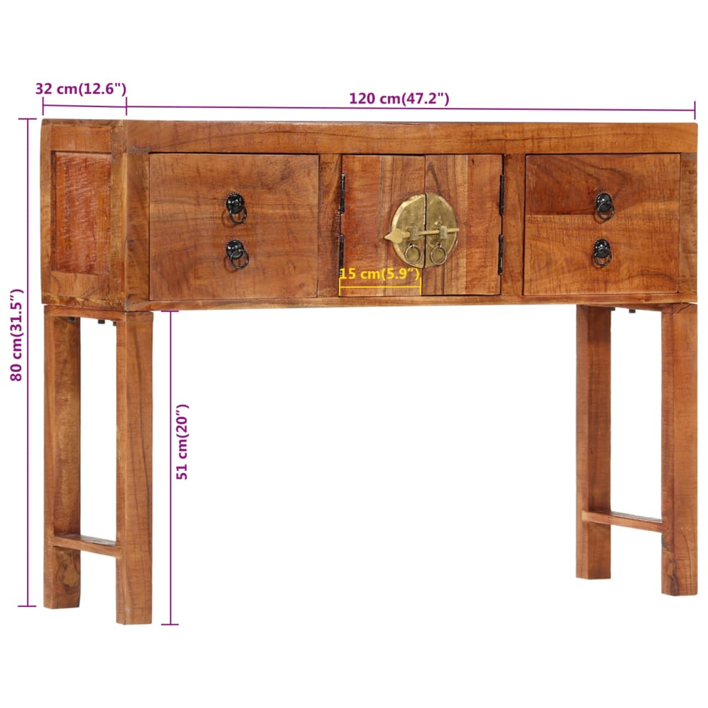 8720845740429_g_en_hd_8 vidaXL Console Table 120x32x80 cm Solid Rough Wood Acacia - Image 10