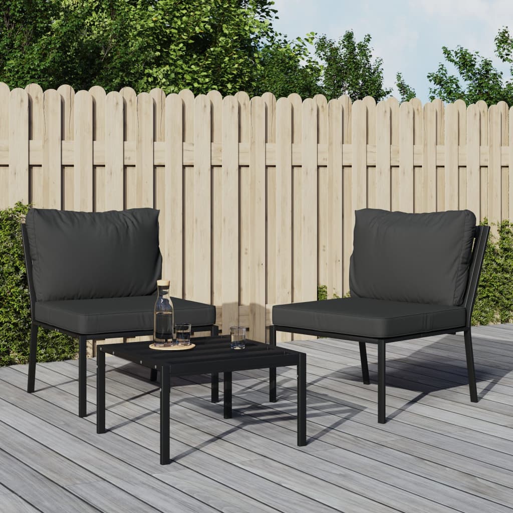 vidaXL Garden Chairs with Grey Cushions 2 pcs 60x74x79 cm Steel