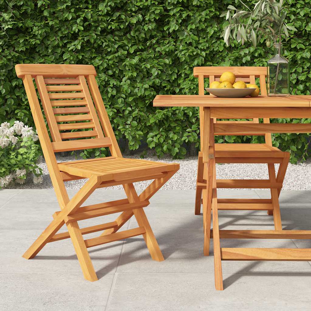 vidaXL Folding Garden Chairs 2 pcs 47x63x90 cm Solid Wood Teak