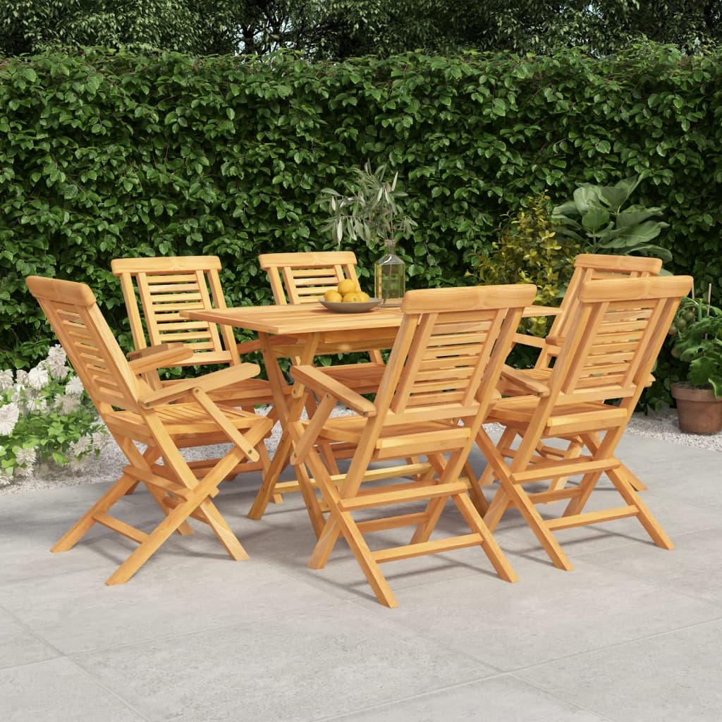 vidaXL 7 Piece Garden Dining Set Solid Wood Teak