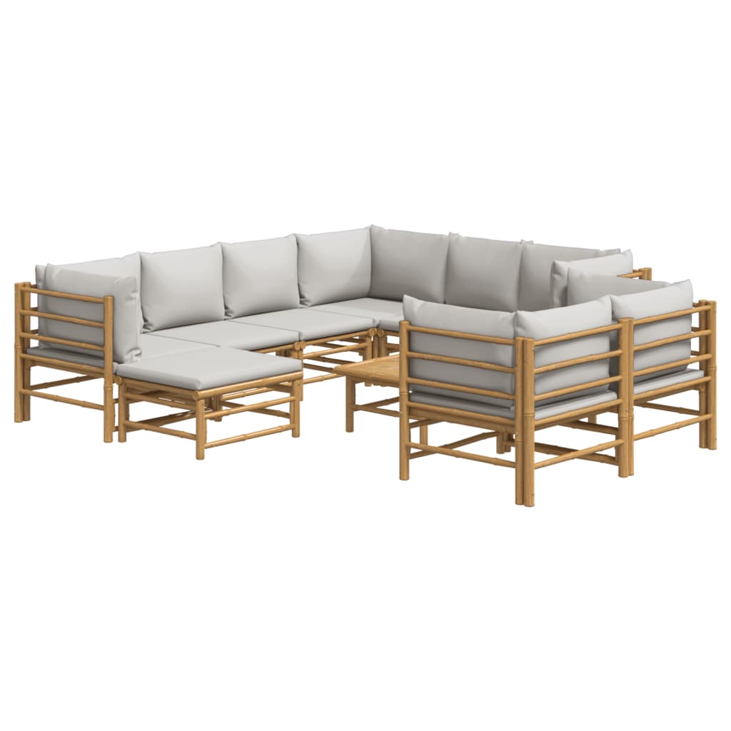8720845744243_g_en_hd_1 vidaXL 10 Piece Garden Lounge Set with Light Grey Cushions Bamboo - Image 3