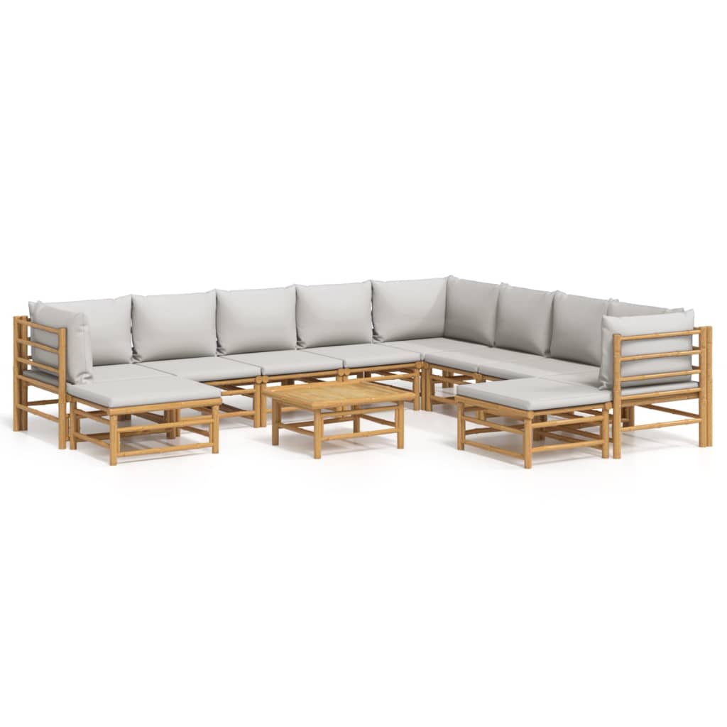 8720845744250_a_en_hd_1 vidaXL 11 Piece Garden Lounge Set with Light Grey Cushions Bamboo - Image 2