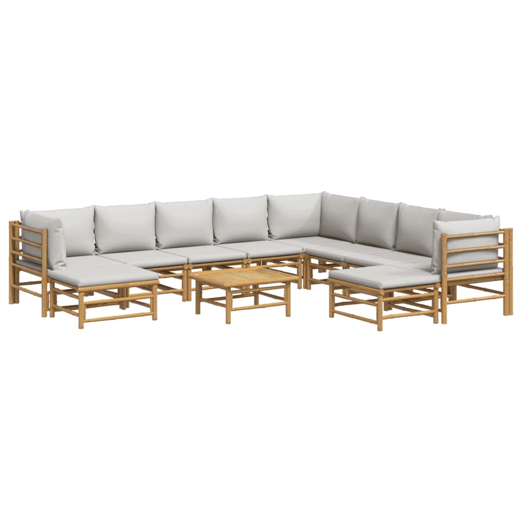 8720845744250_g_en_hd_1 vidaXL 11 Piece Garden Lounge Set with Light Grey Cushions Bamboo - Image 3