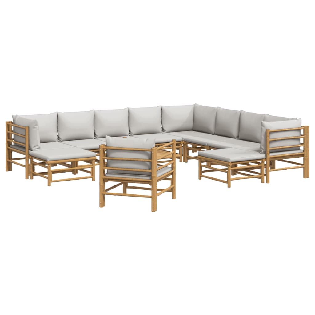 8720845744267_g_en_hd_1 vidaXL 12 Piece Garden Lounge Set with Light Grey Cushions Bamboo - Image 3