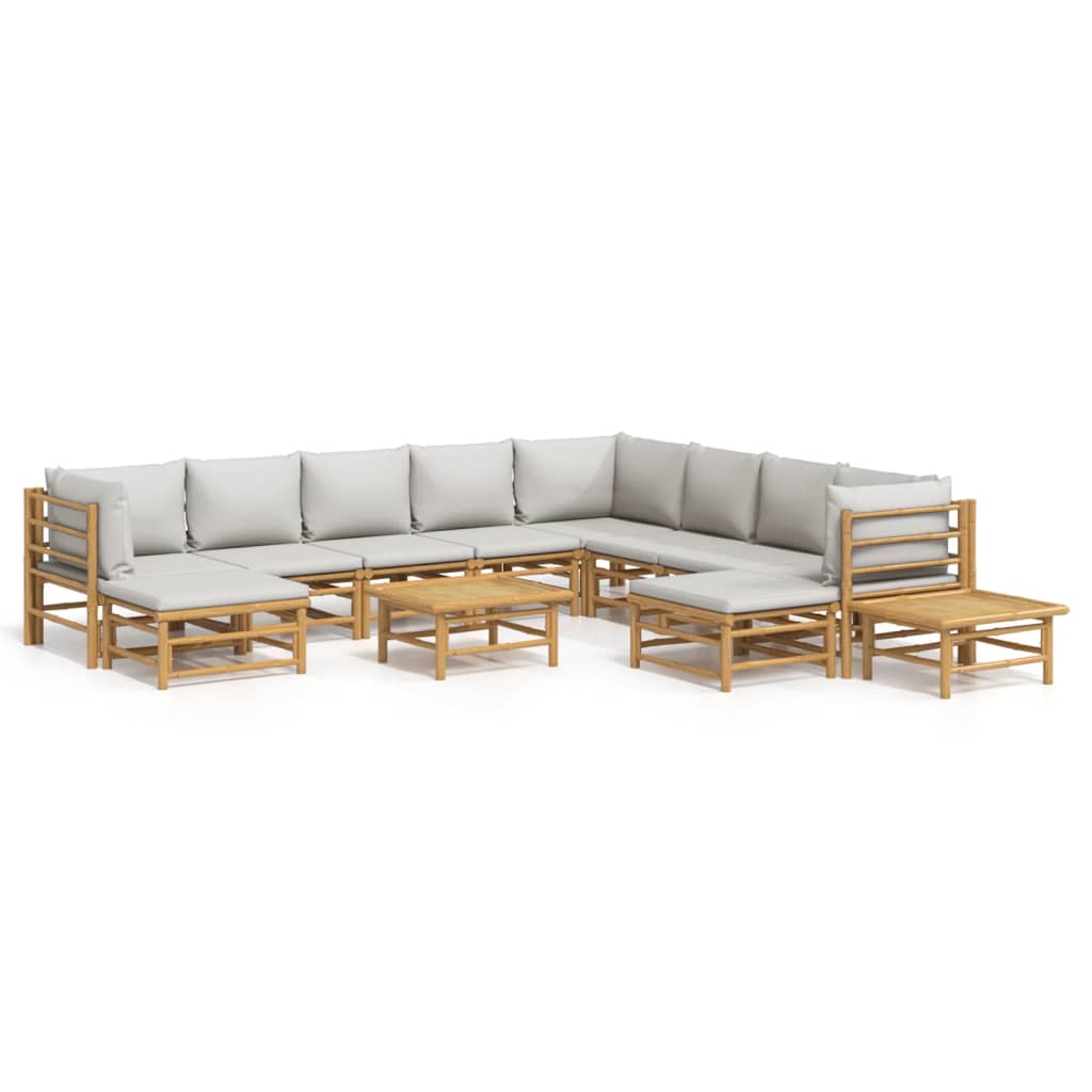 8720845744274_a_en_hd_1 vidaXL 12 Piece Garden Lounge Set with Light Grey Cushions Bamboo - Image 2