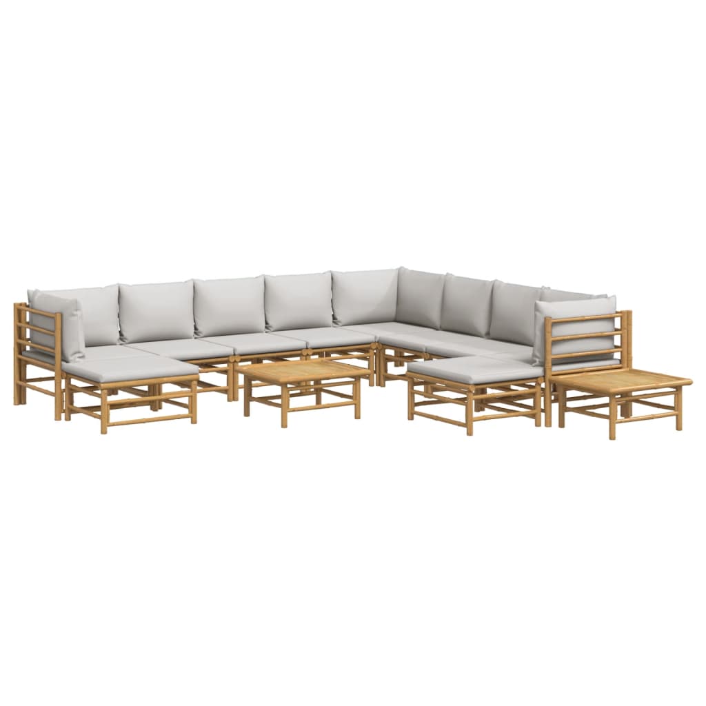 8720845744274_g_en_hd_1 vidaXL 12 Piece Garden Lounge Set with Light Grey Cushions Bamboo - Image 3