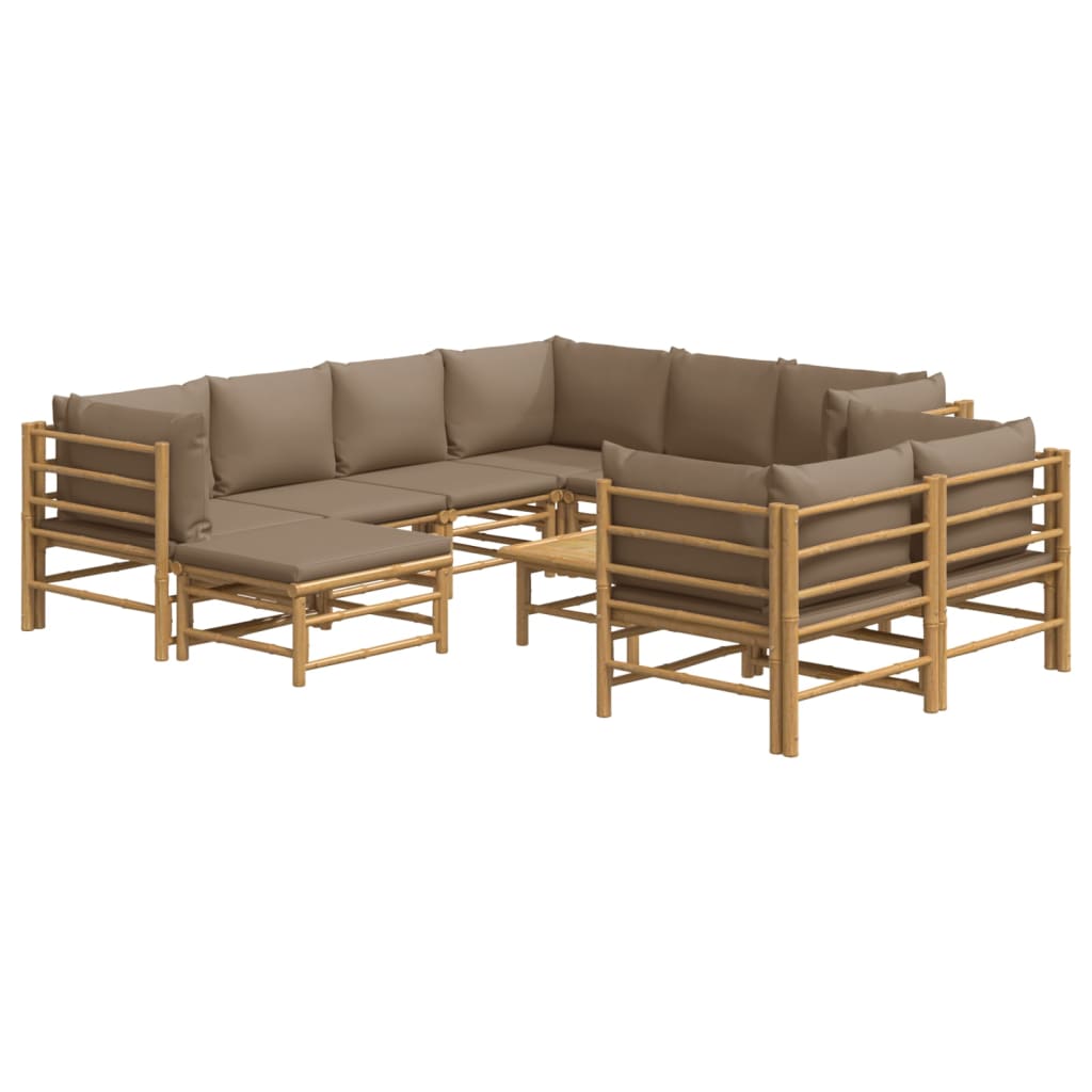 8720845744564_g_en_hd_1 vidaXL 10 Piece Garden Lounge Set with Taupe Cushions  Bamboo - Image 3