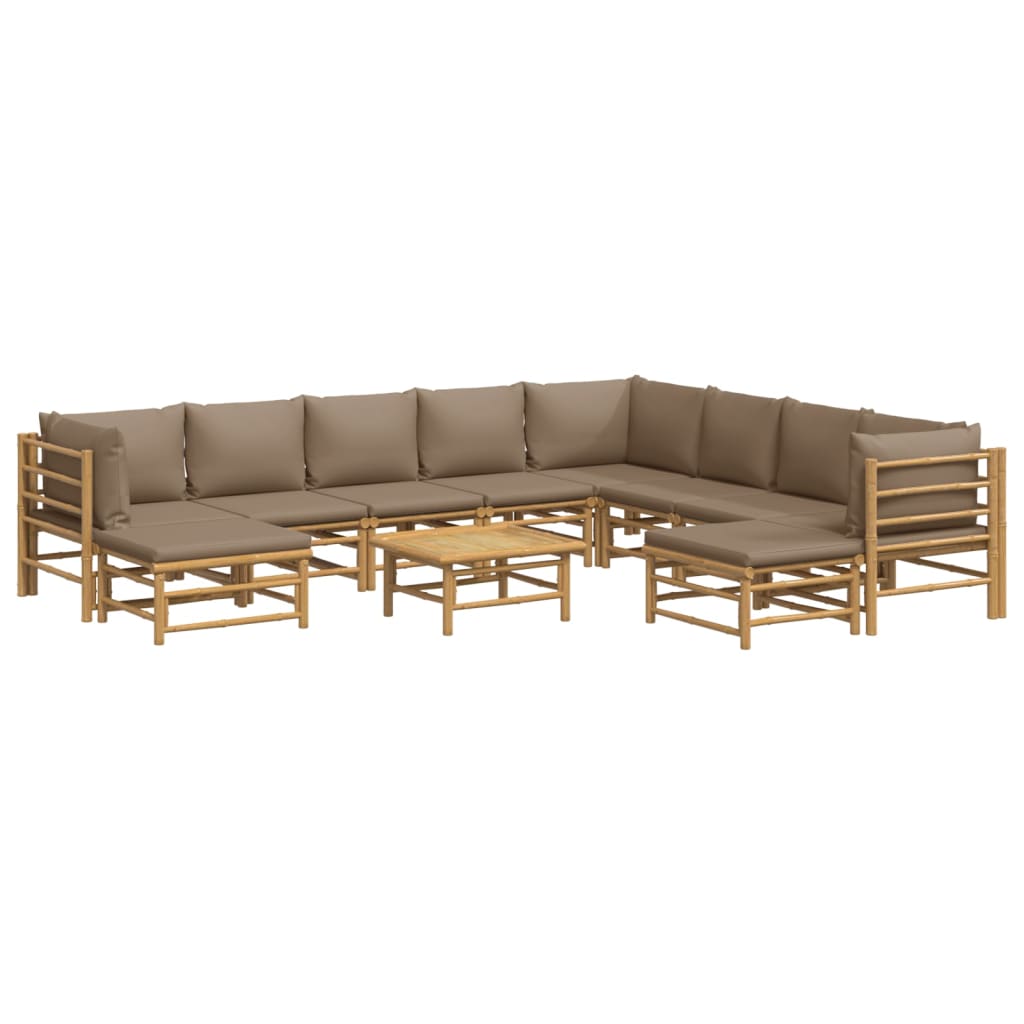 8720845744571_g_en_hd_1 vidaXL 11 Piece Garden Lounge Set with Taupe Cushions  Bamboo - Image 3