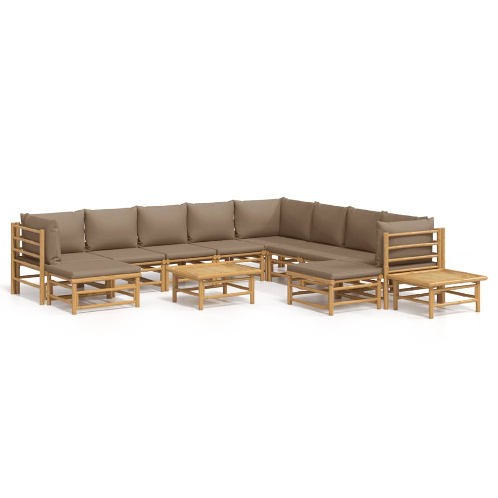 8720845744595_a_en_hd_1 vidaXL 12 Piece Garden Lounge Set with Taupe Cushions  Bamboo - Image 2