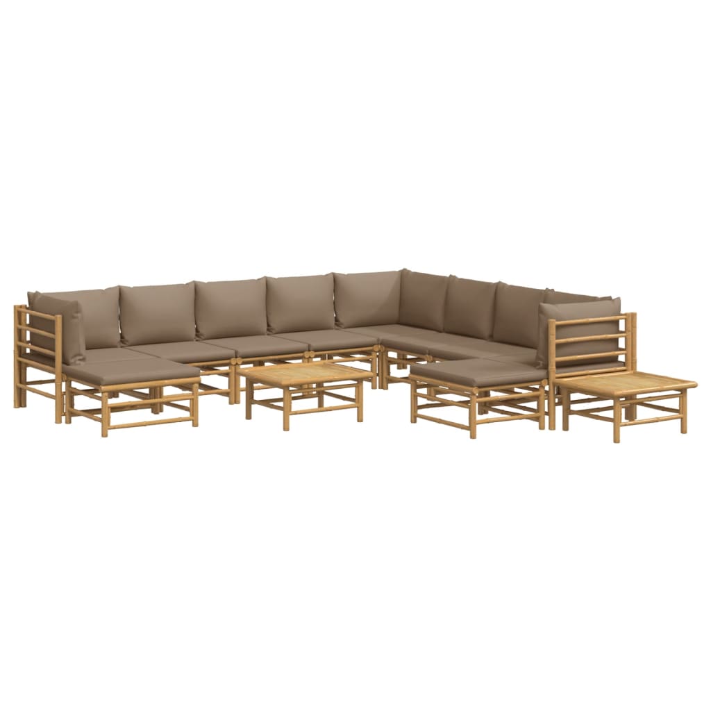 8720845744595_g_en_hd_1 vidaXL 12 Piece Garden Lounge Set with Taupe Cushions  Bamboo - Image 3