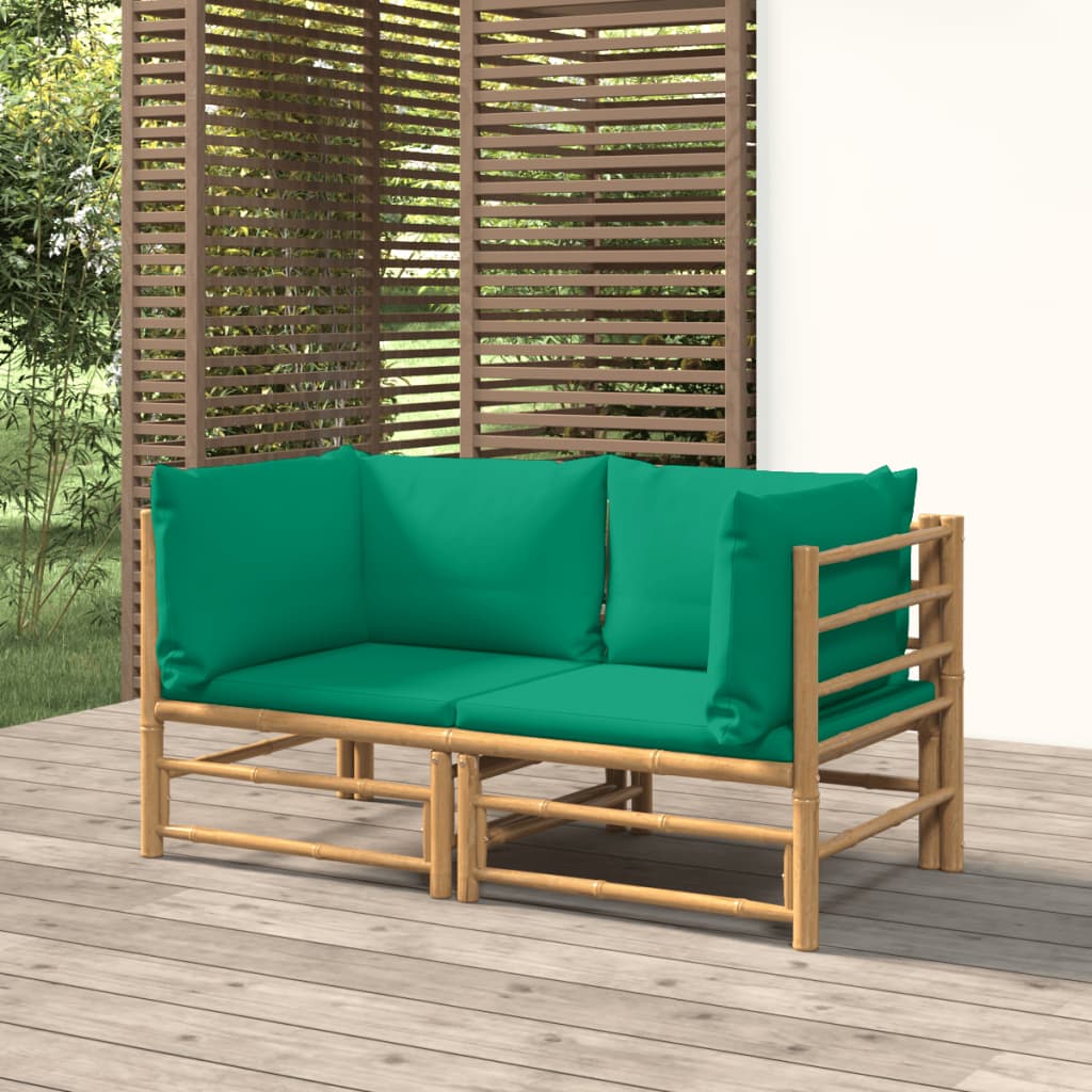 8720845744786_m_en_hd_1 vidaXL Garden Corner Sofas with Green Cushions 2 pcs Bamboo - Image 1