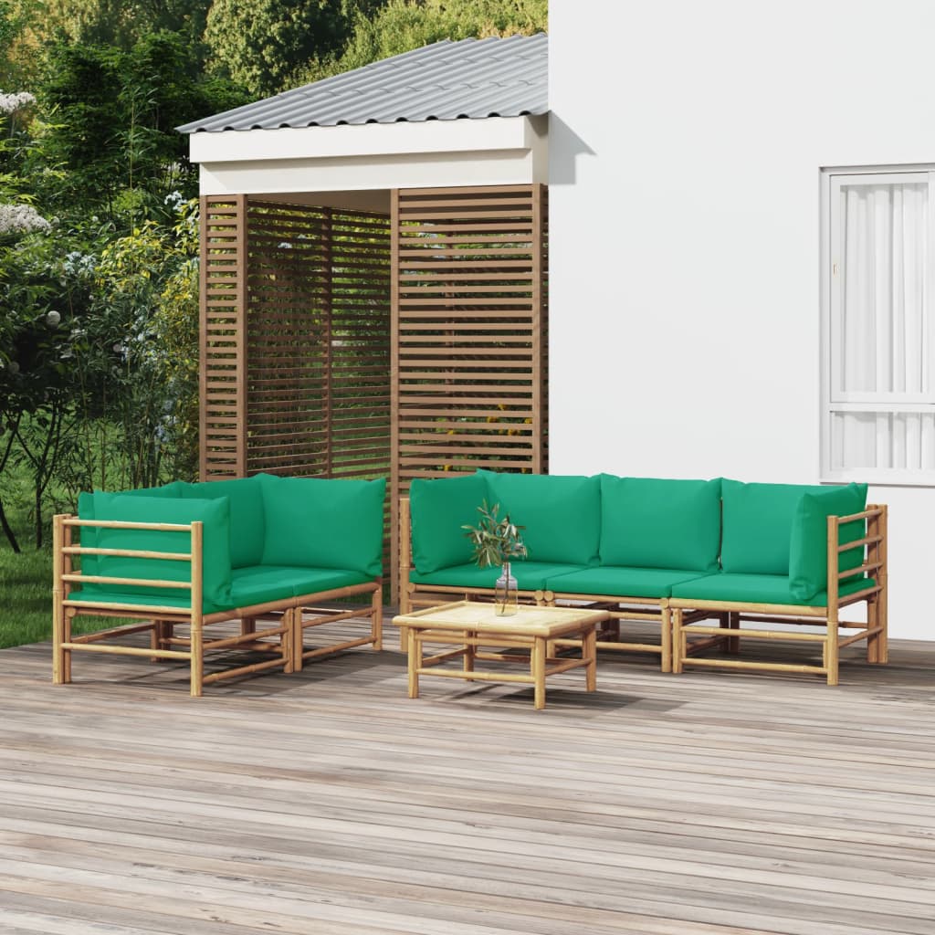 8720845744823_m_en_hd_1 vidaXL 6 Piece Garden Lounge Set with Green Cushions Bamboo - Image 1