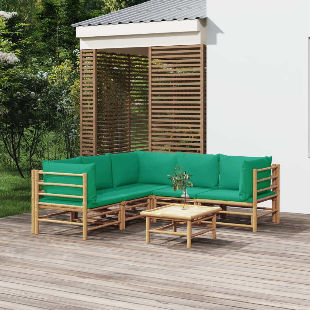 8720845744847_m_en_hd_1 vidaXL 6 Piece Garden Lounge Set with Green Cushions Bamboo - Image 1