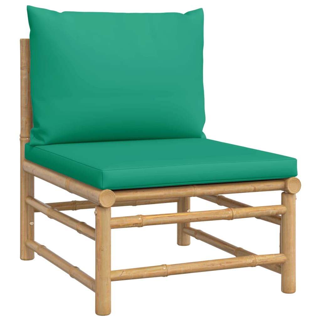 8720845744892_g_en_hd_3 vidaXL 11 Piece Garden Lounge Set with Green Cushions  Bamboo - Image 5