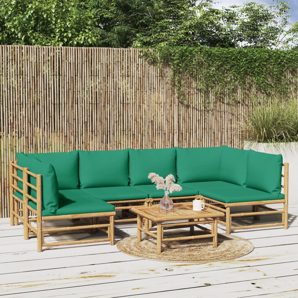 8720845744946_m_en_hd_1 vidaXL 7 Piece Garden Lounge Set with Green Cushions Bamboo - Image 1