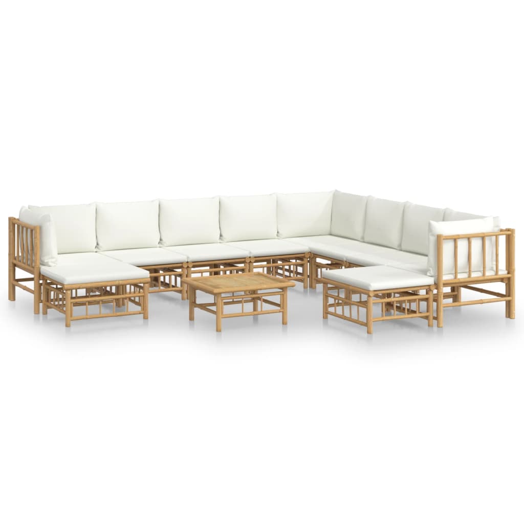8720845745219_a_en_hd_1 vidaXL 11 Piece Garden Lounge Set with Cream White Cushions  Bamboo - Image 2