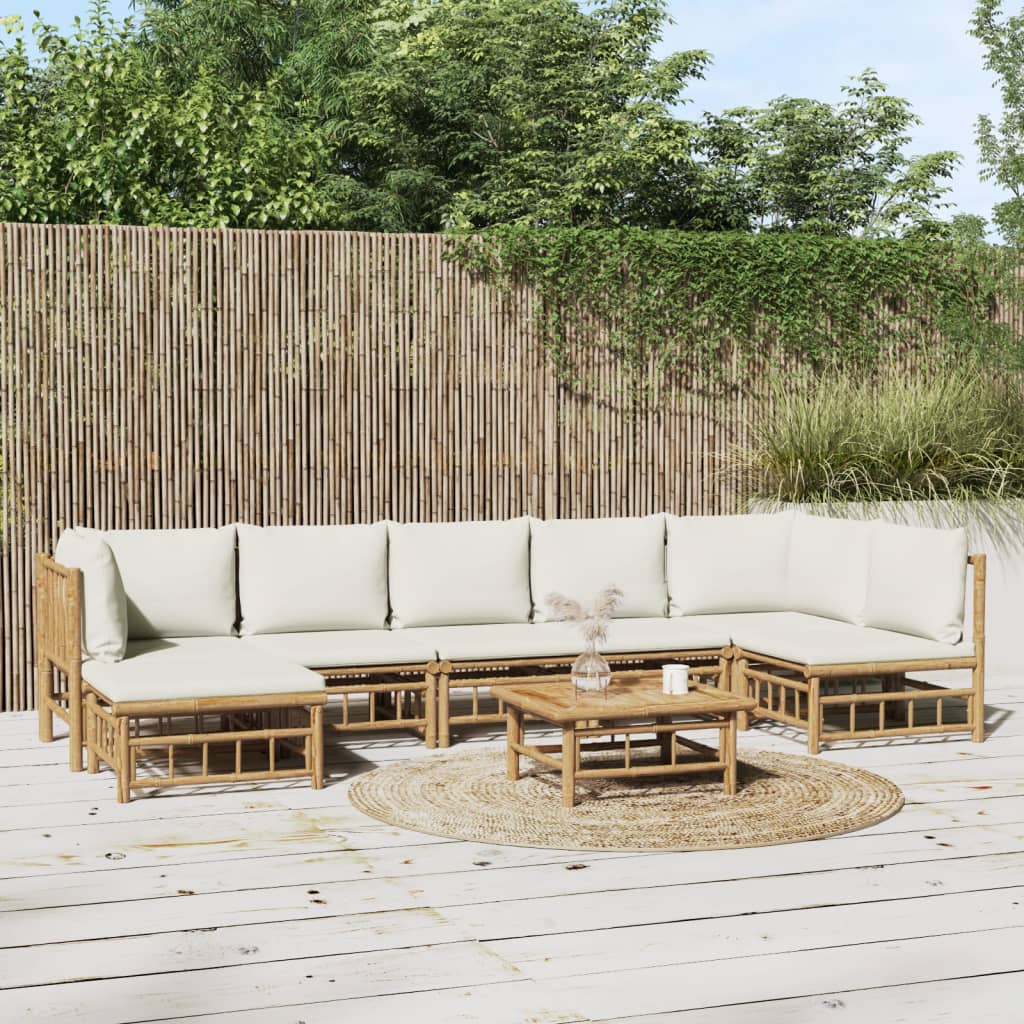 8720845745349_m_en_hd_1 vidaXL 8 Piece Garden Lounge Set with Cream White Cushions Bamboo - Image 1
