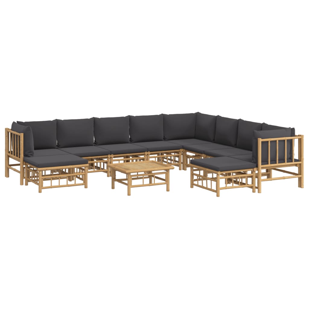 8720845745530_g_en_hd_1 vidaXL 11 Piece Garden Lounge Set with Dark Grey Cushions  Bamboo - Image 3