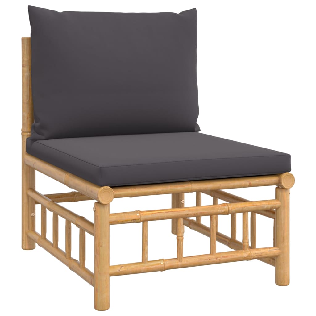 8720845745530_g_en_hd_3 vidaXL 11 Piece Garden Lounge Set with Dark Grey Cushions  Bamboo - Image 5
