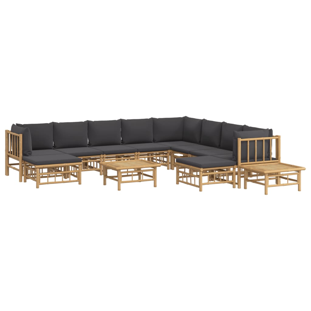 8720845745554_g_en_hd_1 vidaXL 12 Piece Garden Lounge Set with Dark Grey Cushions  Bamboo - Image 3