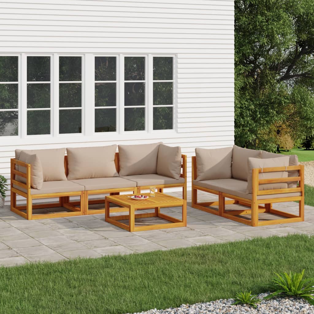 8720845745837_m_en_hd_1 vidaXL 6 Piece Garden Lounge Set with Taupe Cushions Solid Wood - Image 1