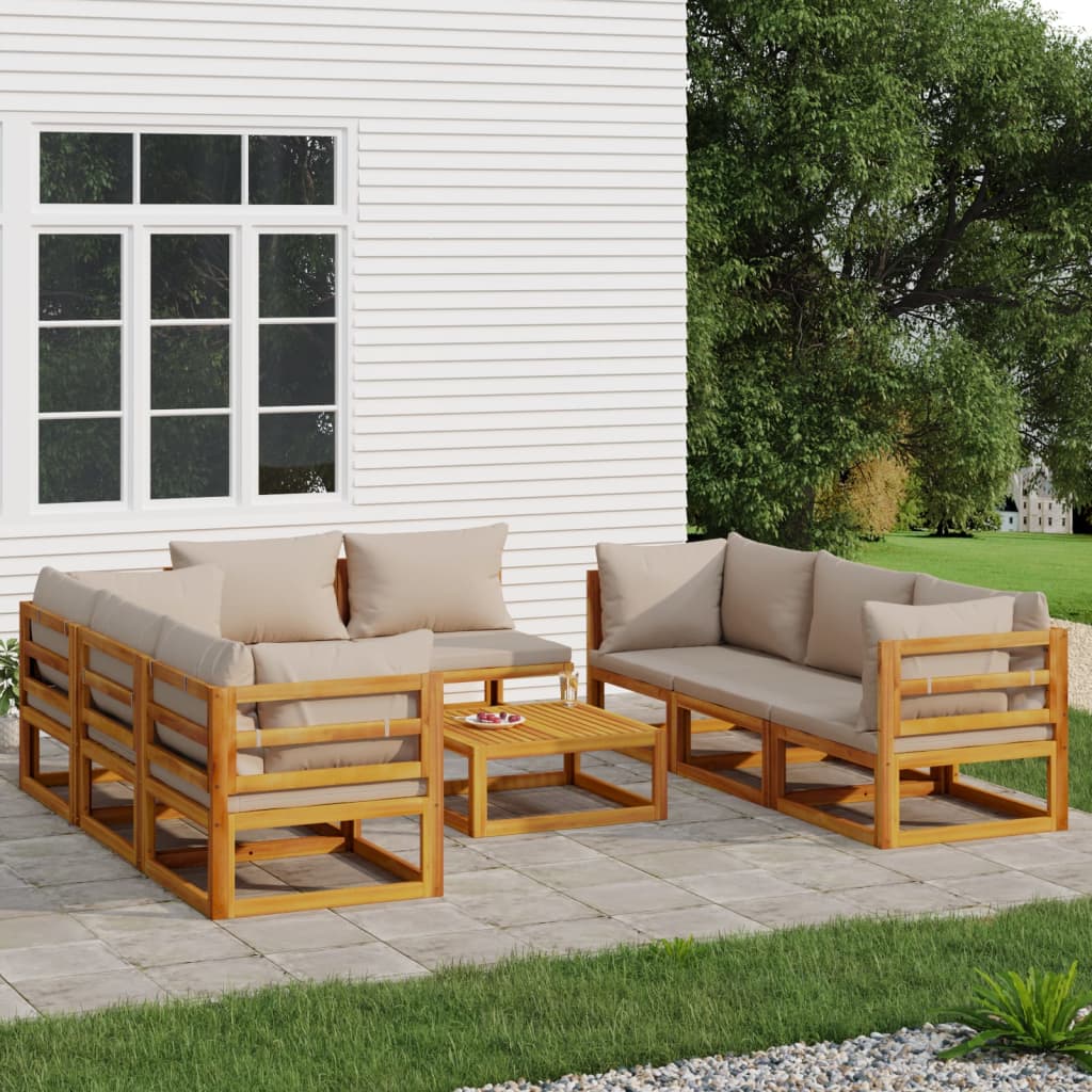 8720845745844_m_en_hd_1 vidaXL 9 Piece Garden Lounge Set with Taupe Cushions Solid Wood - Image 1