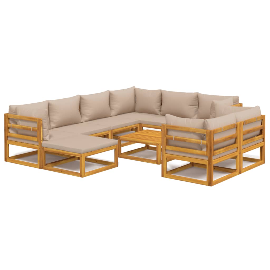 8720845745899_a_en_hd_1 vidaXL 10 Piece Garden Lounge Set with Taupe Cushions Solid Wood - Image 2