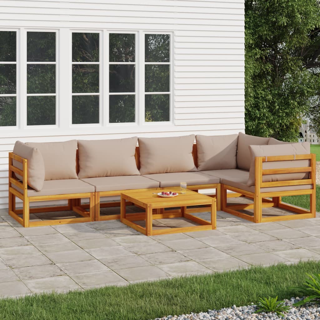 8720845745981_m_en_hd_1 vidaXL 6 Piece Garden Lounge Set with Taupe Cushions Solid Wood - Image 1