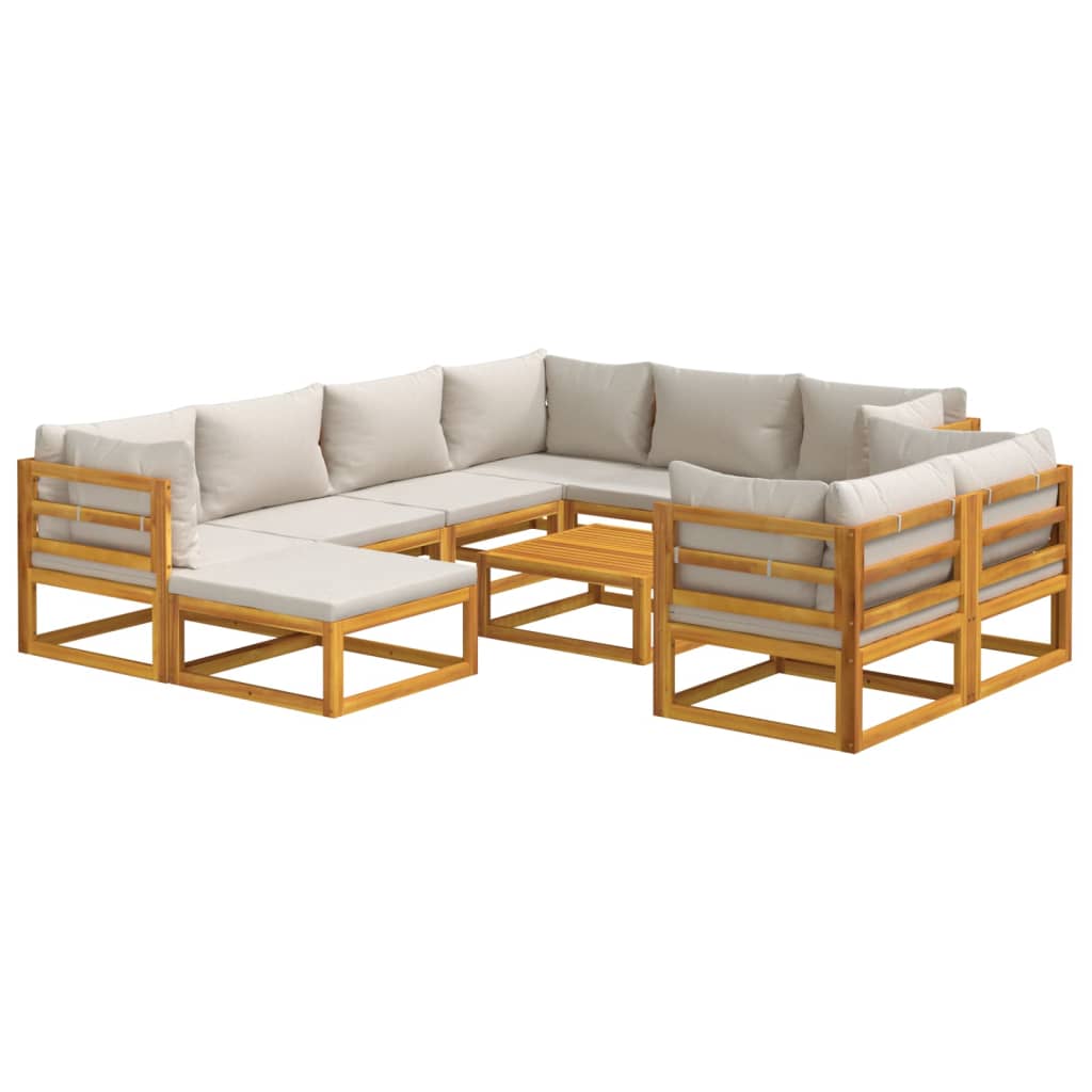 8720845746209_g_en_hd_1 vidaXL 10 Piece Garden Lounge Set with Light Grey Cushions Solid Wood - Image 3