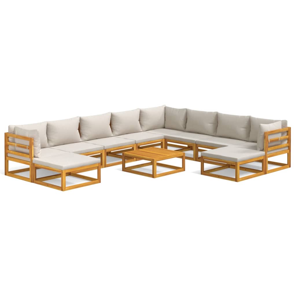 8720845746216_a_en_hd_1 vidaXL 11 Piece Garden Lounge Set with Light Grey Cushions Solid Wood - Image 2