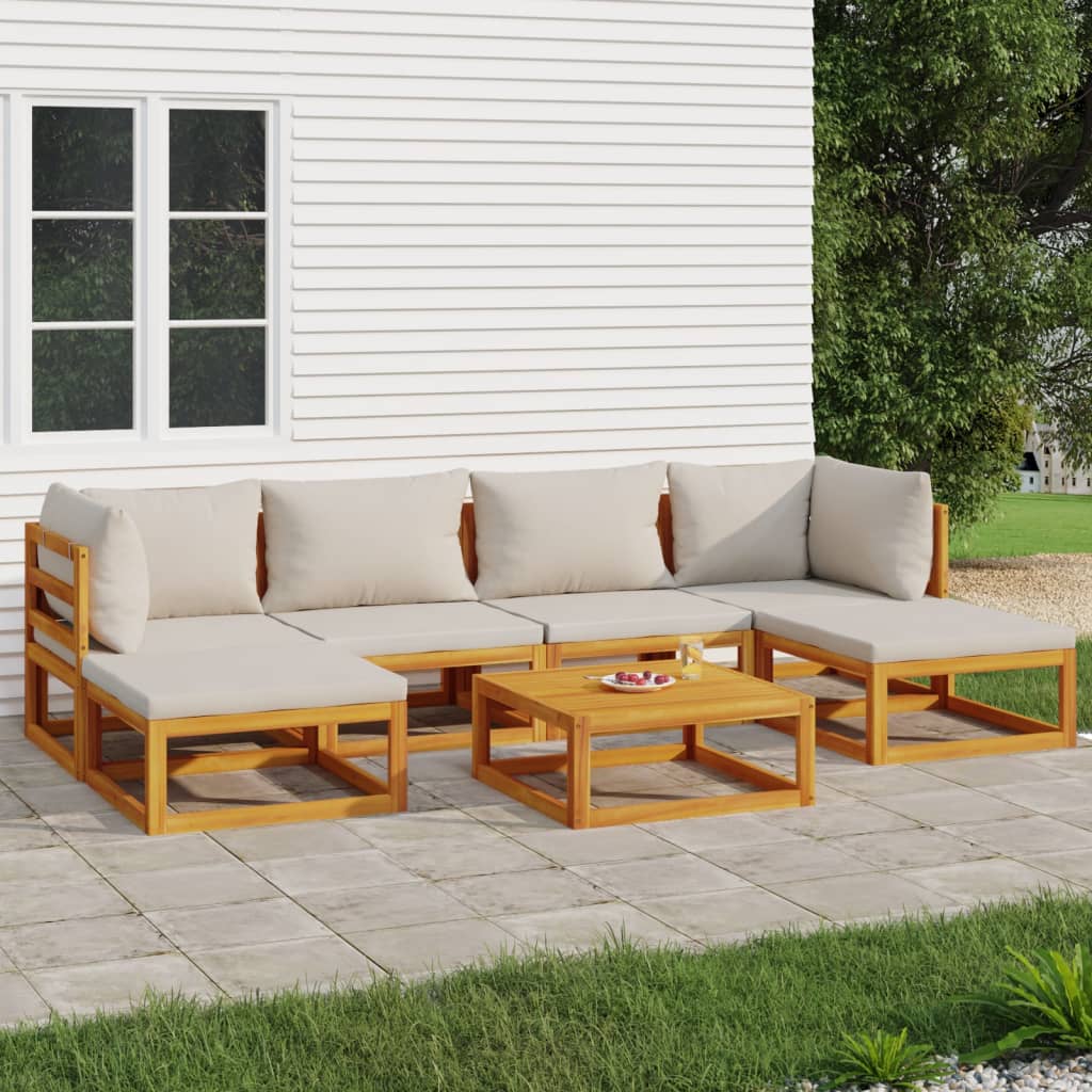 8720845746254_m_en_hd_1 vidaXL 7 Piece Garden Lounge Set with Light Grey Cushions Solid Wood - Image 1