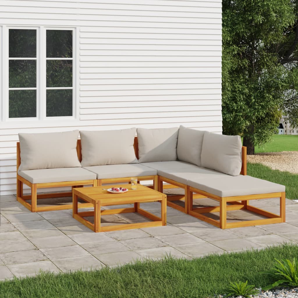 8720845746278_m_en_hd_1 vidaXL 6 Piece Garden Lounge Set with Light Grey Cushions Solid Wood - Image 1