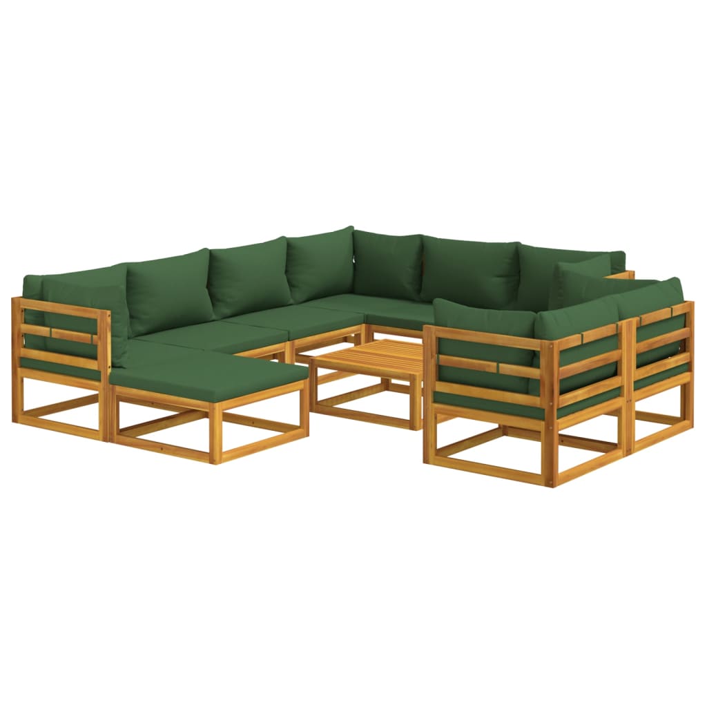 8720845746513_g_en_hd_1 vidaXL 10 Piece Garden Lounge Set with Green Cushions Solid Wood - Image 3